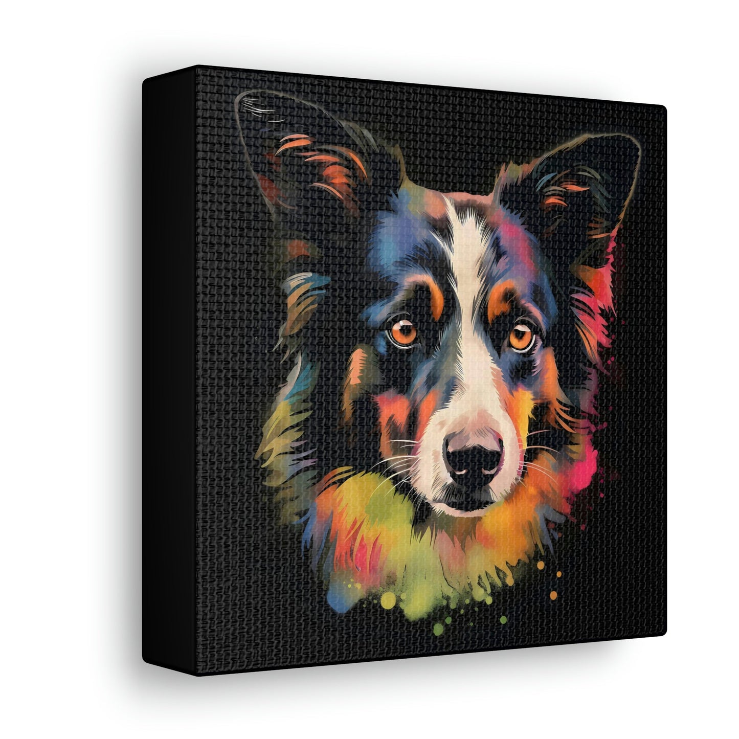 Acrylic Portrait of Border Collie Frame Canvas Gallery Wraps