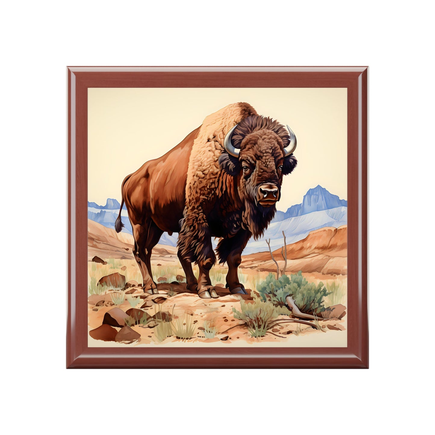American Bison (Buffalo) on the Plain Art Print Gift and Jewelry Box