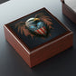 American Eagle Heart Wood Keepsake Jewelry Box with Ceramic Tile Cover