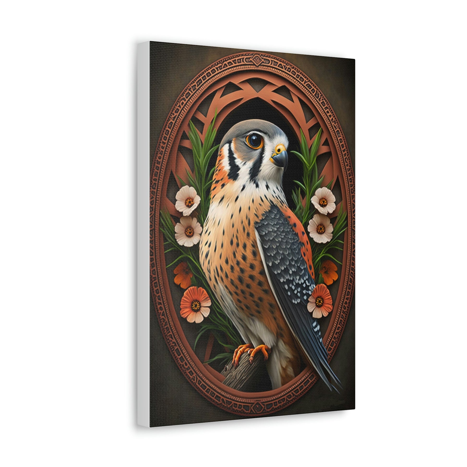 American Kestrel Canvas Gallery Wraps - Art Nouveau Vintage Falcon art