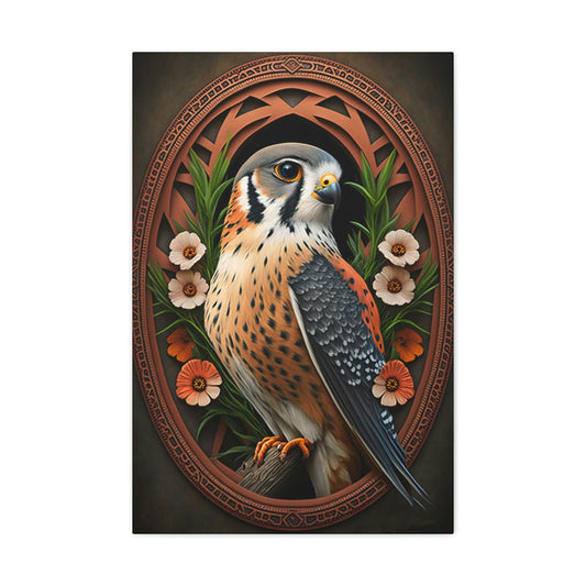 American Kestrel Canvas Gallery Wraps - Art Nouveau Vintage Falcon art