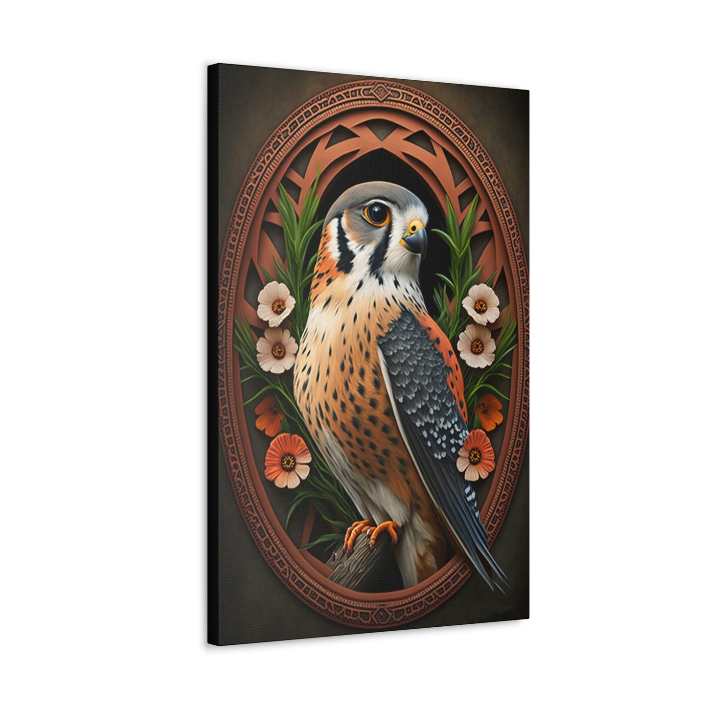 American Kestrel Canvas Gallery Wraps - Art Nouveau Vintage Falcon art