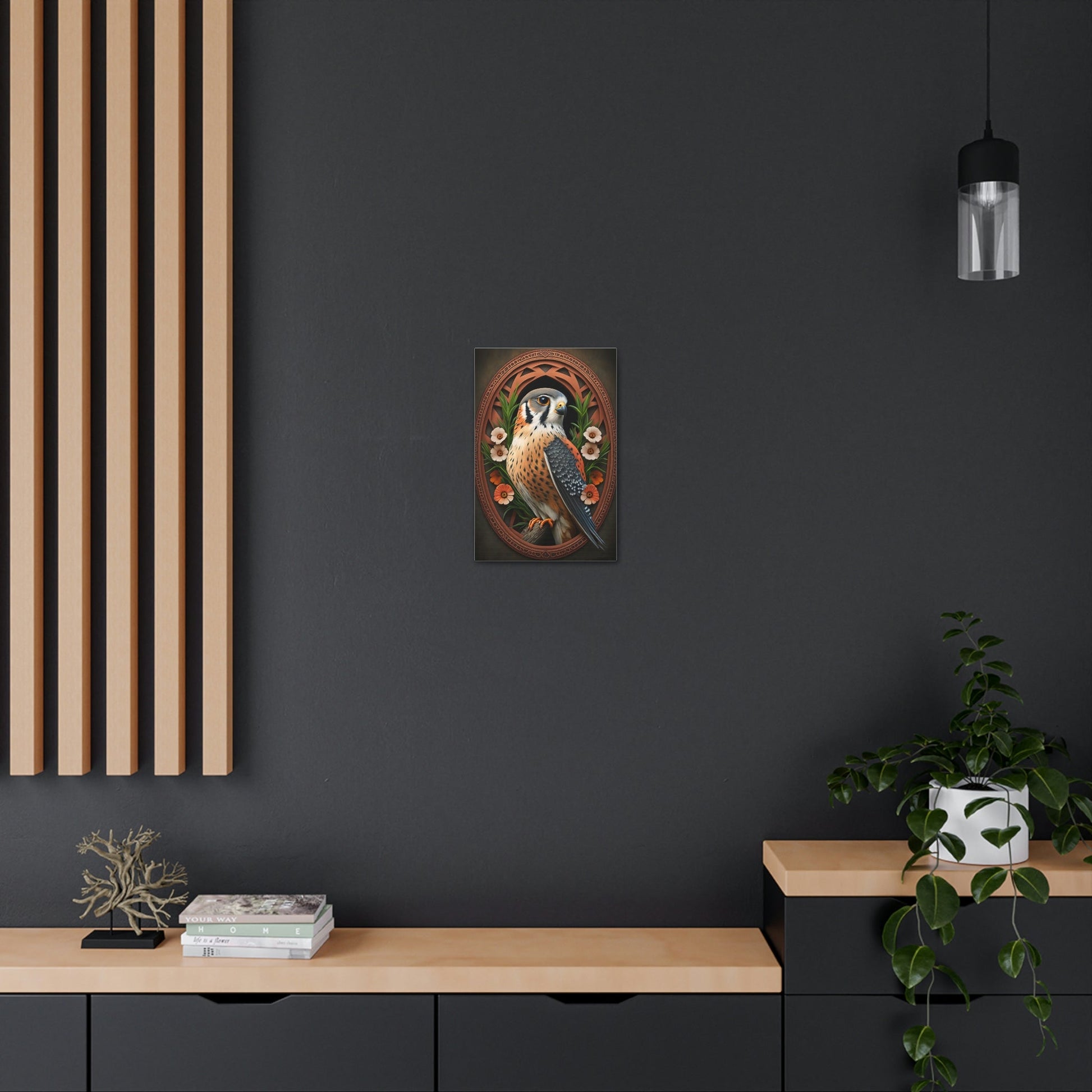 American Kestrel Canvas Gallery Wraps - Art Nouveau Vintage Falcon art