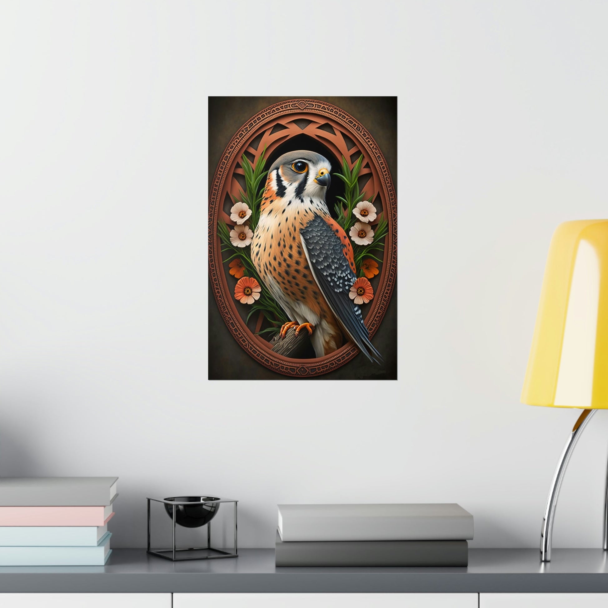 American Kestrel Premium Matte Vertical Posters - Art Nouveau Vintage Falcon art