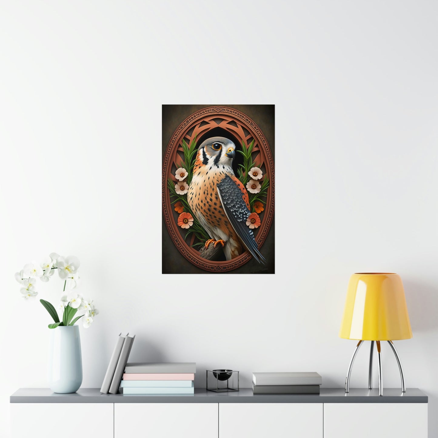 American Kestrel Premium Matte Vertical Posters - Art Nouveau Vintage Falcon art