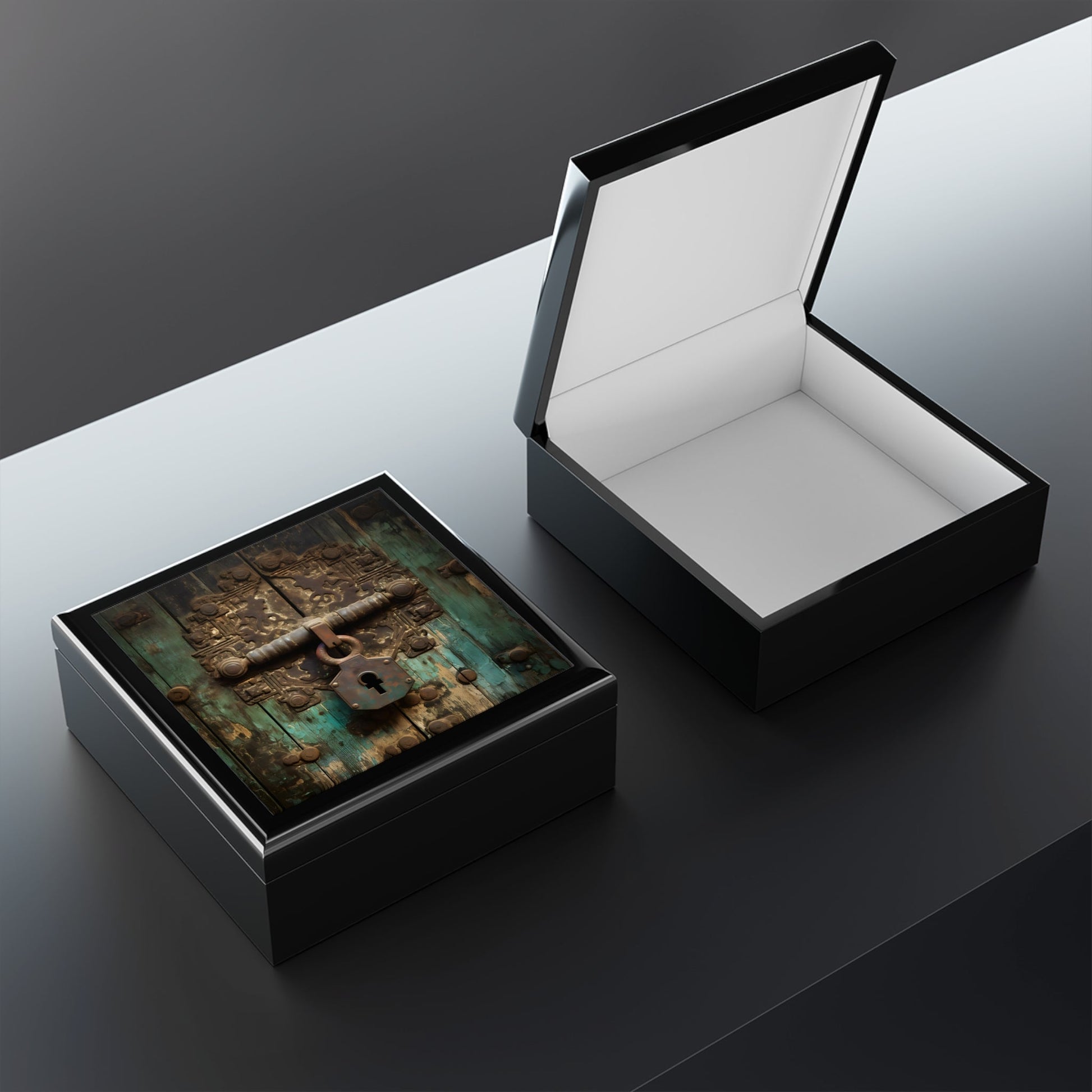 Ancient Turquoise Lock Jewelry Box