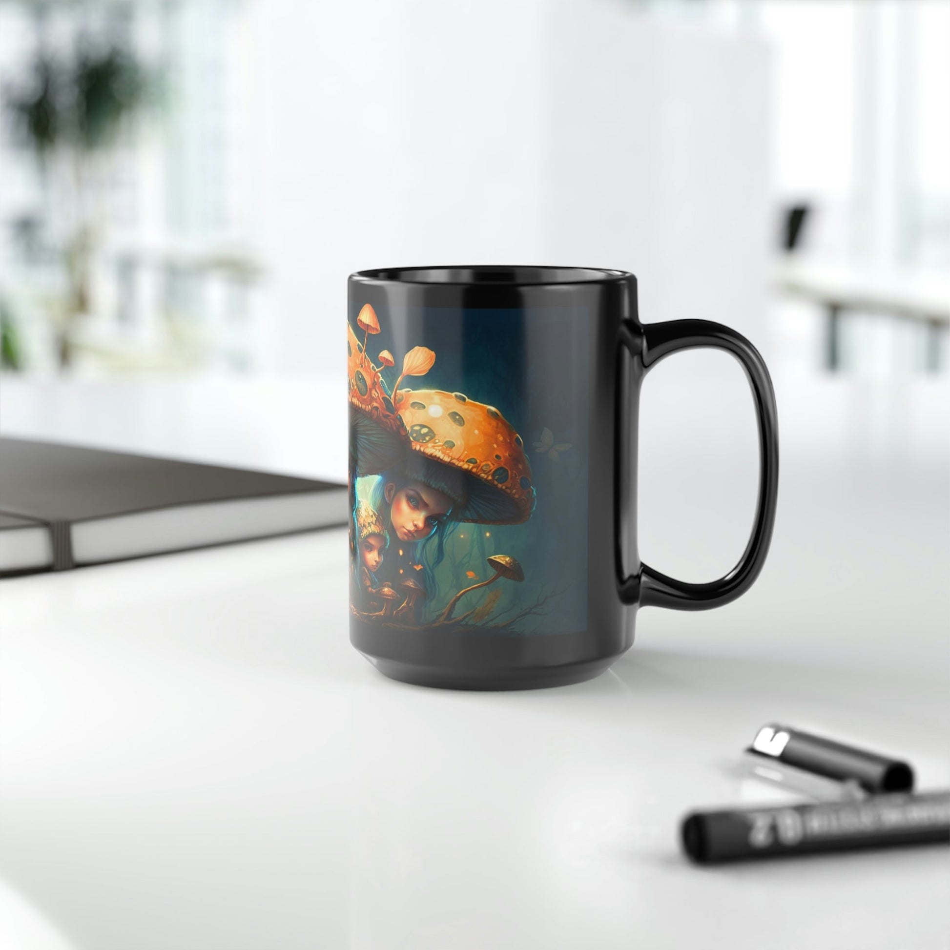 Anime Magic Mushrooms 15 oz Coffee Mug perfect for the mushrooming fan or as a birthday gift for nature lovers