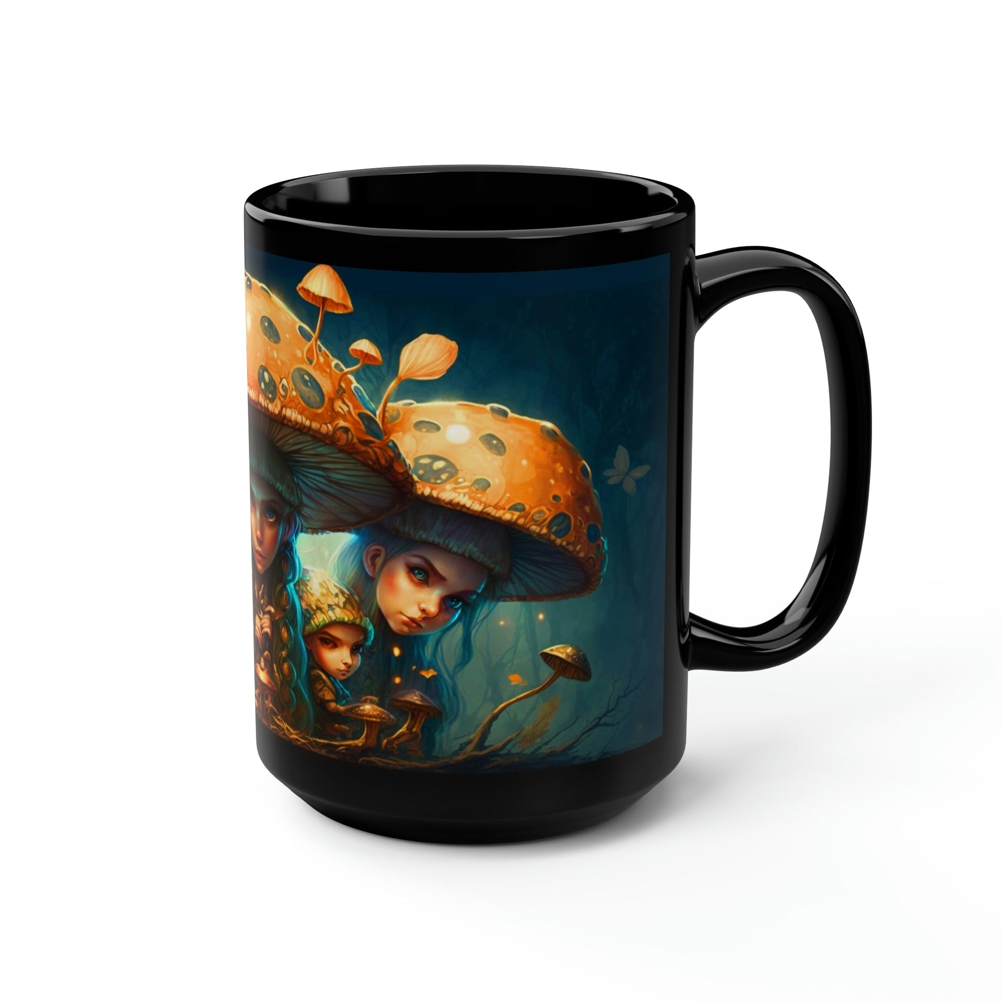 Anime Magic Mushrooms 15 oz Coffee Mug perfect for the mushrooming fan or as a birthday gift for nature lovers