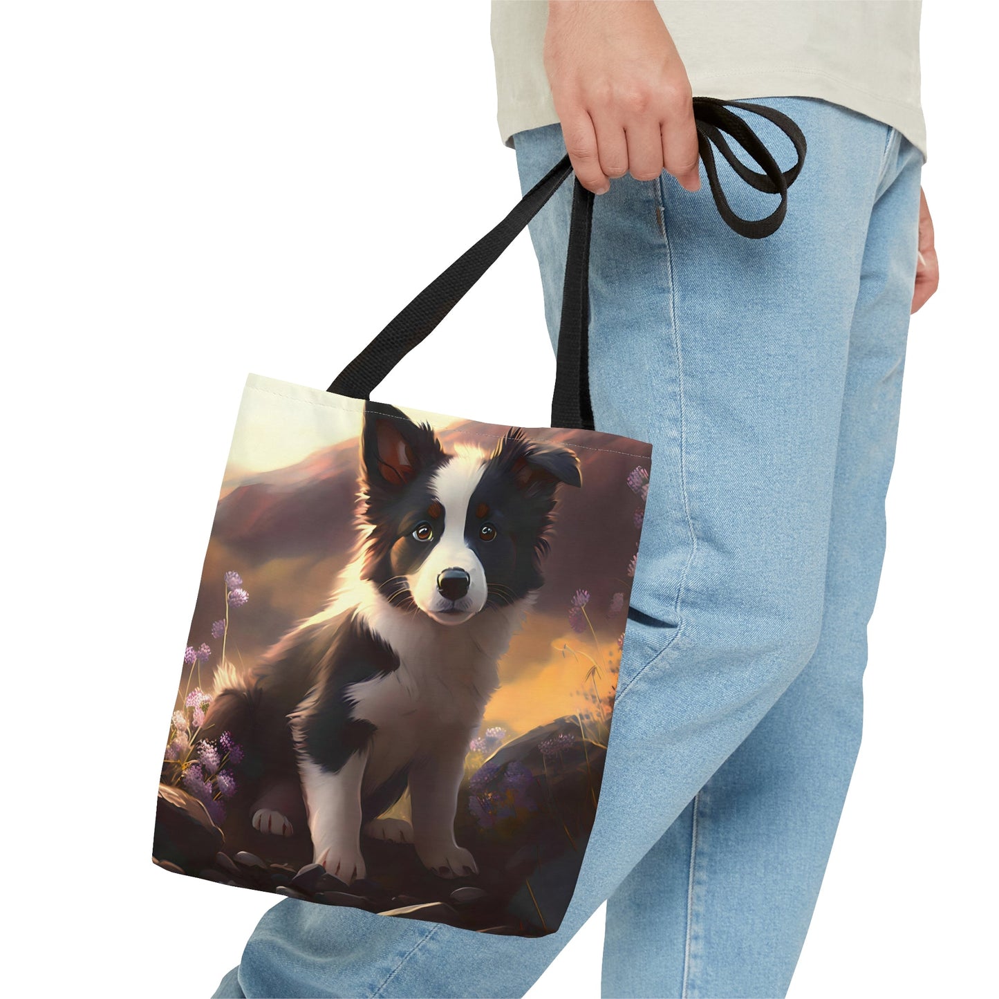 Anime Style Border Collie Puppy Tote Bag