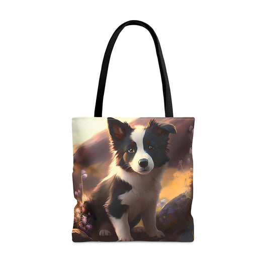 Anime Style Border Collie Puppy Tote Bag