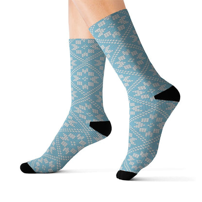 Aqua Blue Diamond Quilt Socks Sox