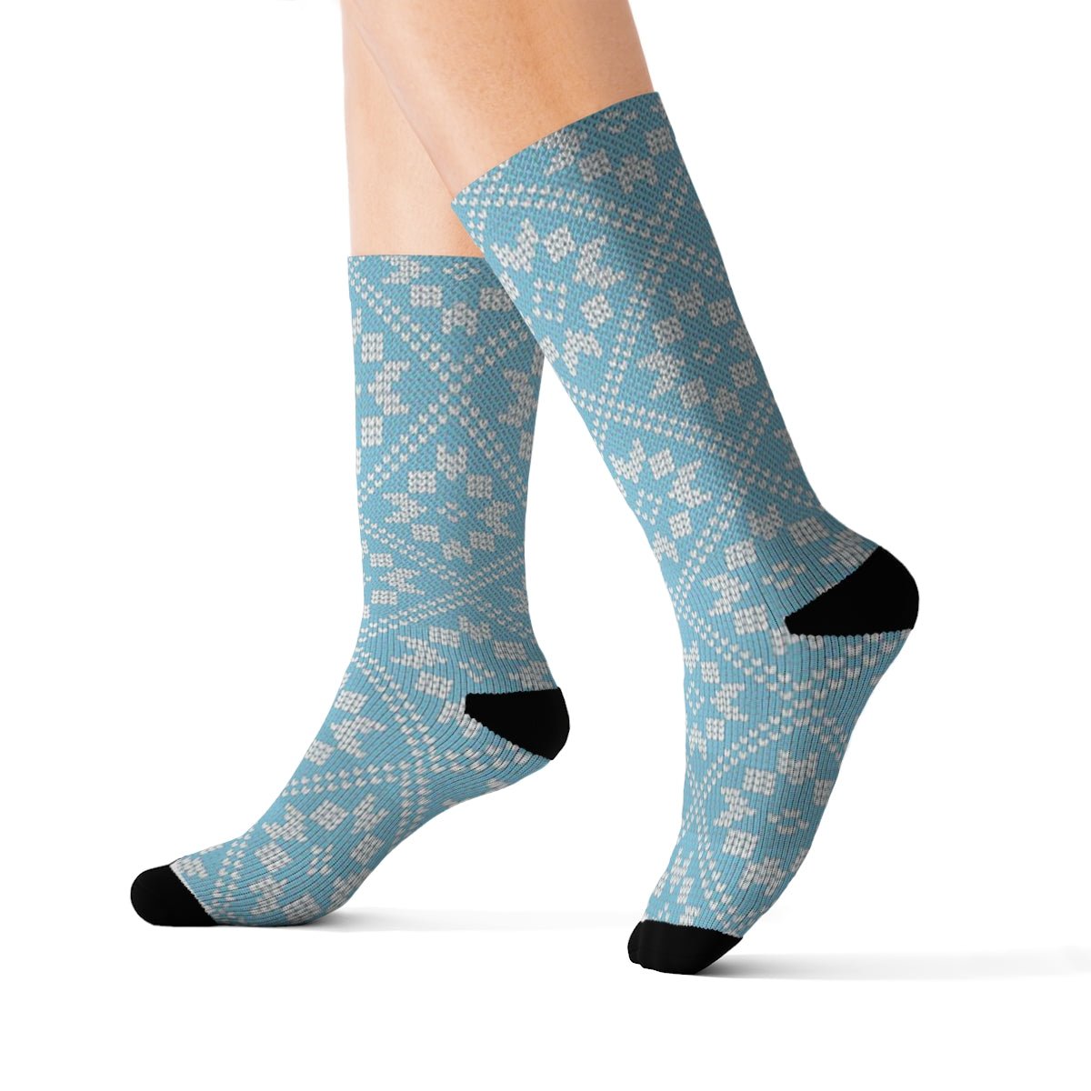 Aqua Blue Diamond Quilt Socks Sox