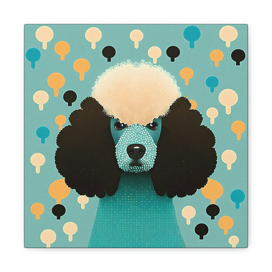 Aqua Mid-Century Modern Poodle Canvas Gallery Wraps