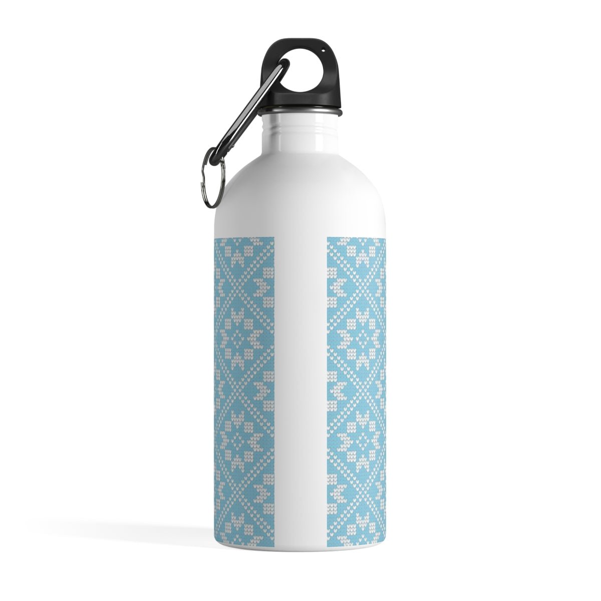 Aqua Scandinavian Quilt Design Stainless Steel Water Bottle Pretty Stylish Fashionable Blue Gift