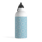 Aqua Scandinavian Quilt Design Stainless Steel Water Bottle Pretty Stylish Fashionable Blue Gift