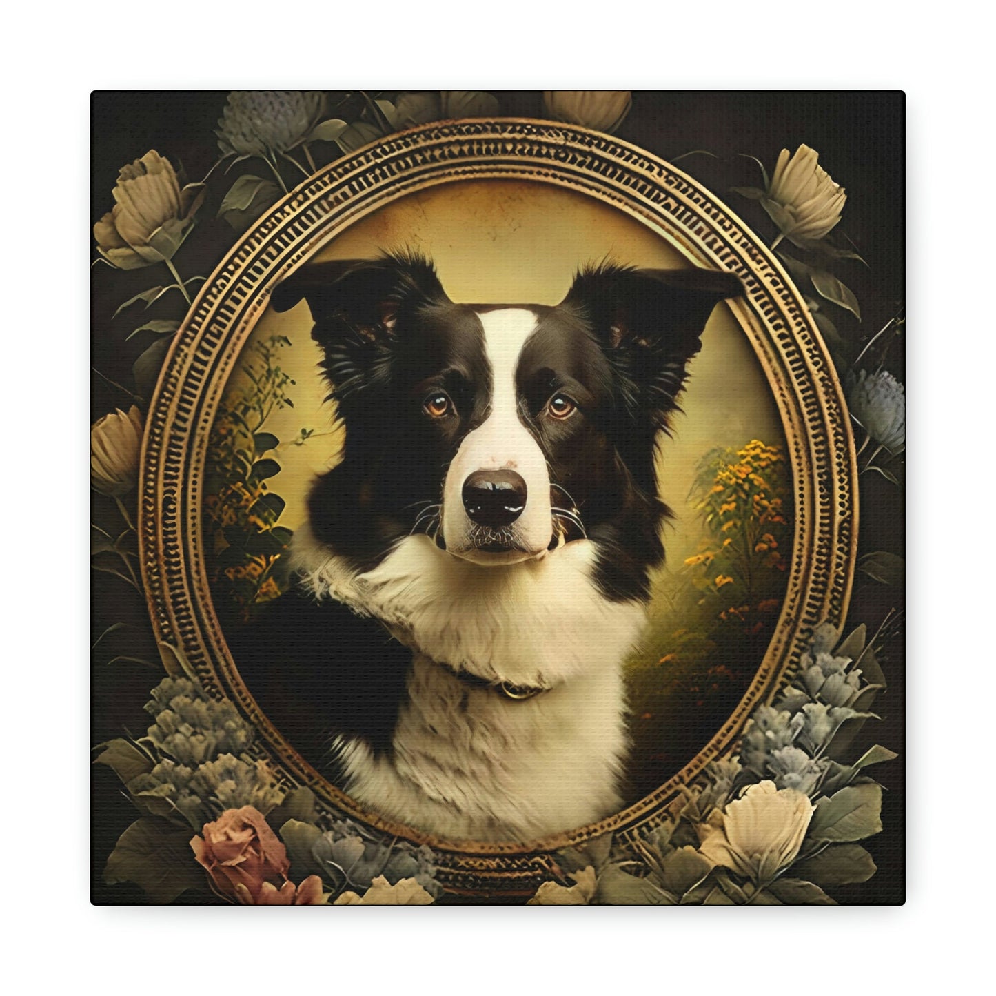 Art Nouveau Border Collie Frame Canvas Gallery Wraps