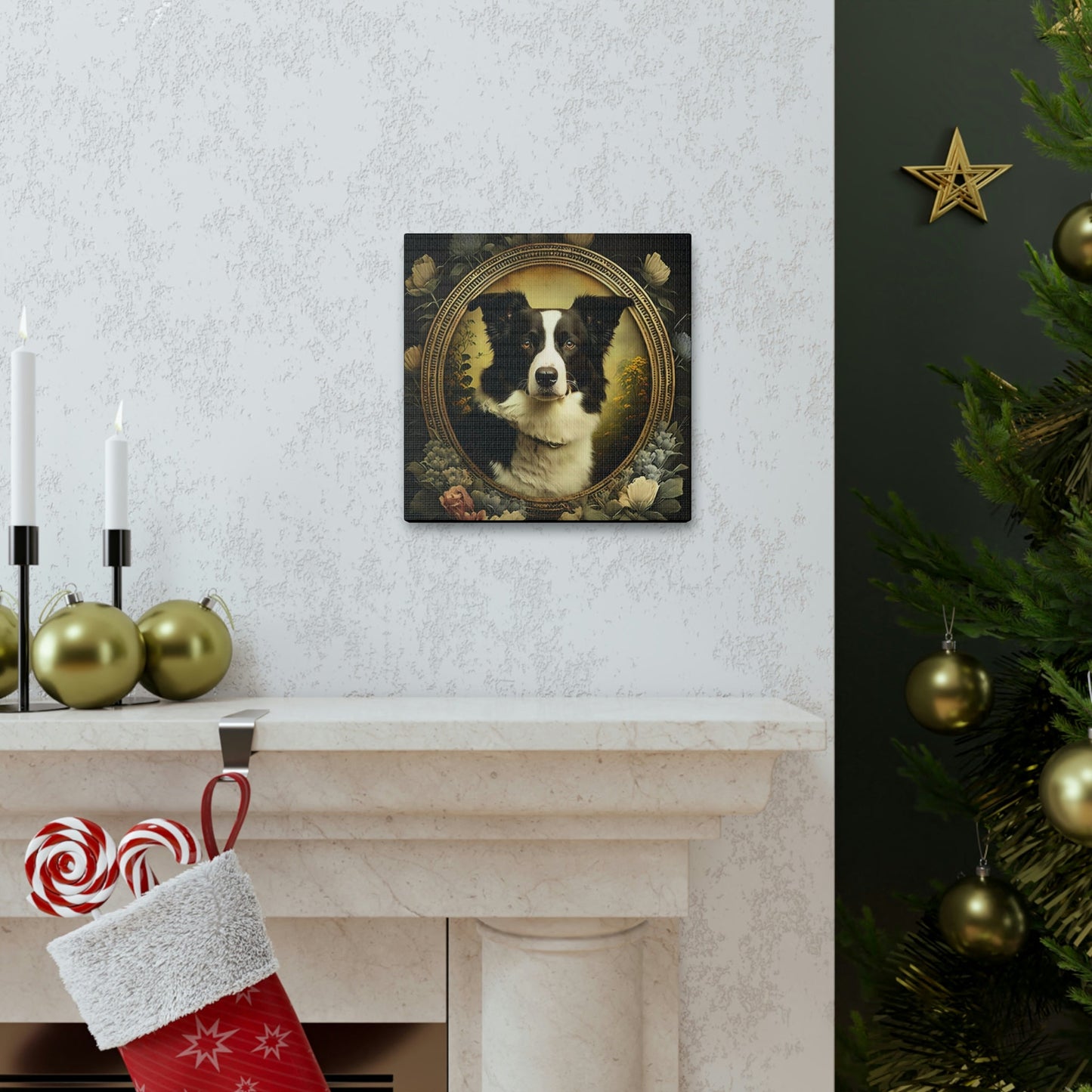 Art Nouveau Border Collie Frame Canvas Gallery Wraps