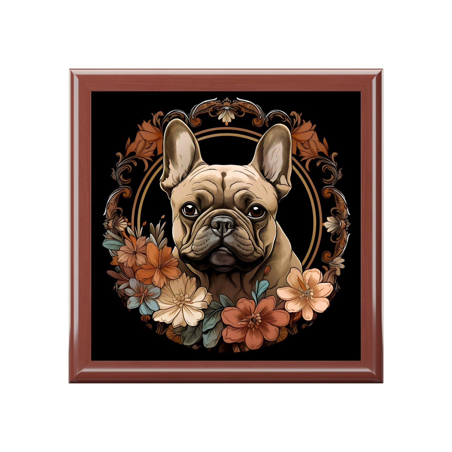 Art Nouveau French Bulldog Jewelry Box