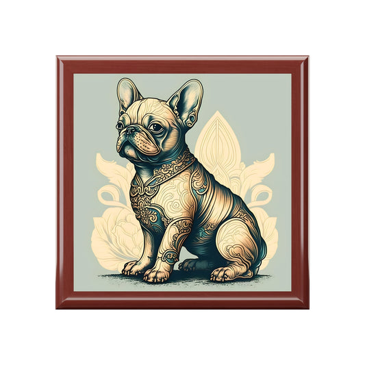 Art Nouveau French Bulldog Portrait Art Print Gift and Jewelry Box