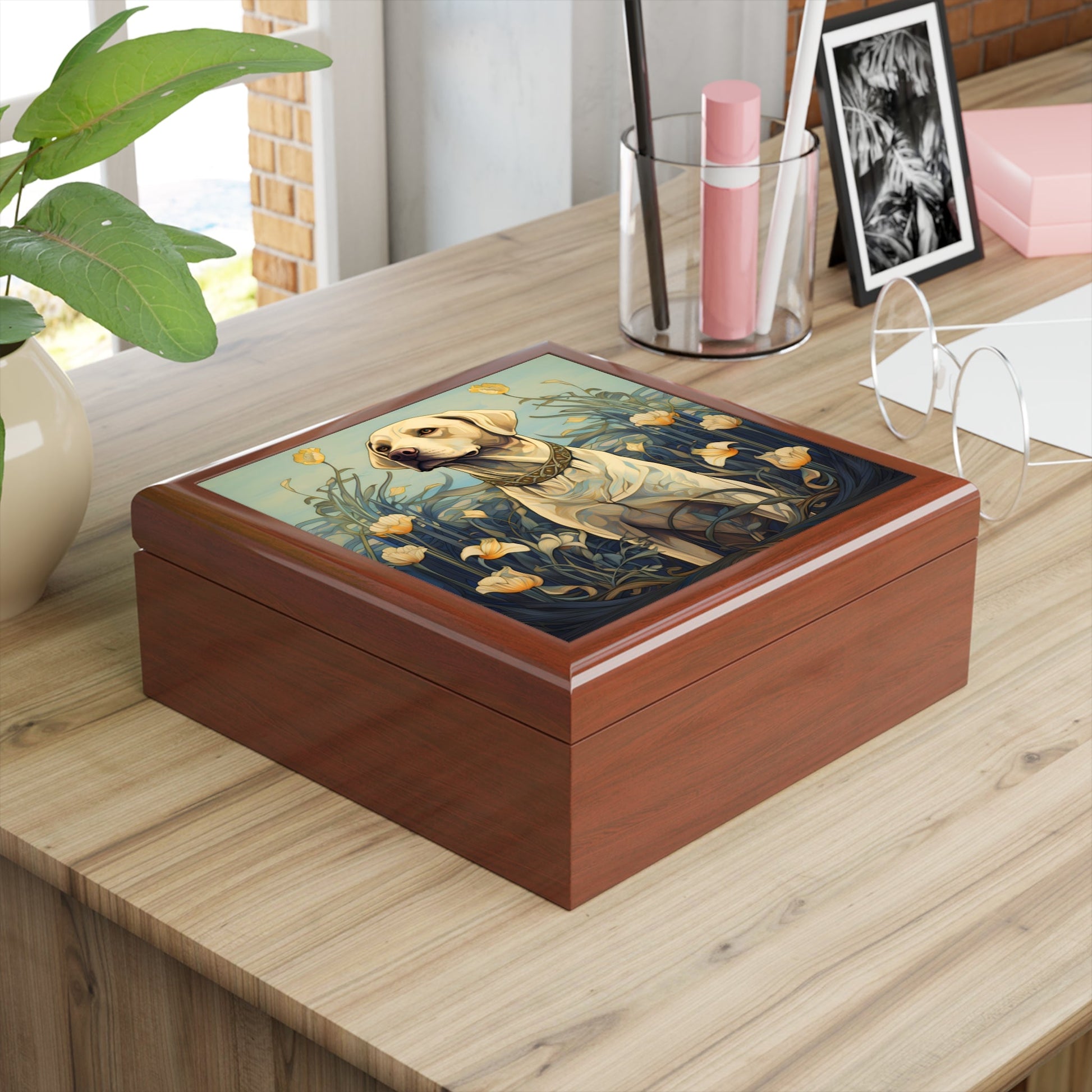 Art Nouveau Labrador Retriever Art Print Gift and Jewelry Box