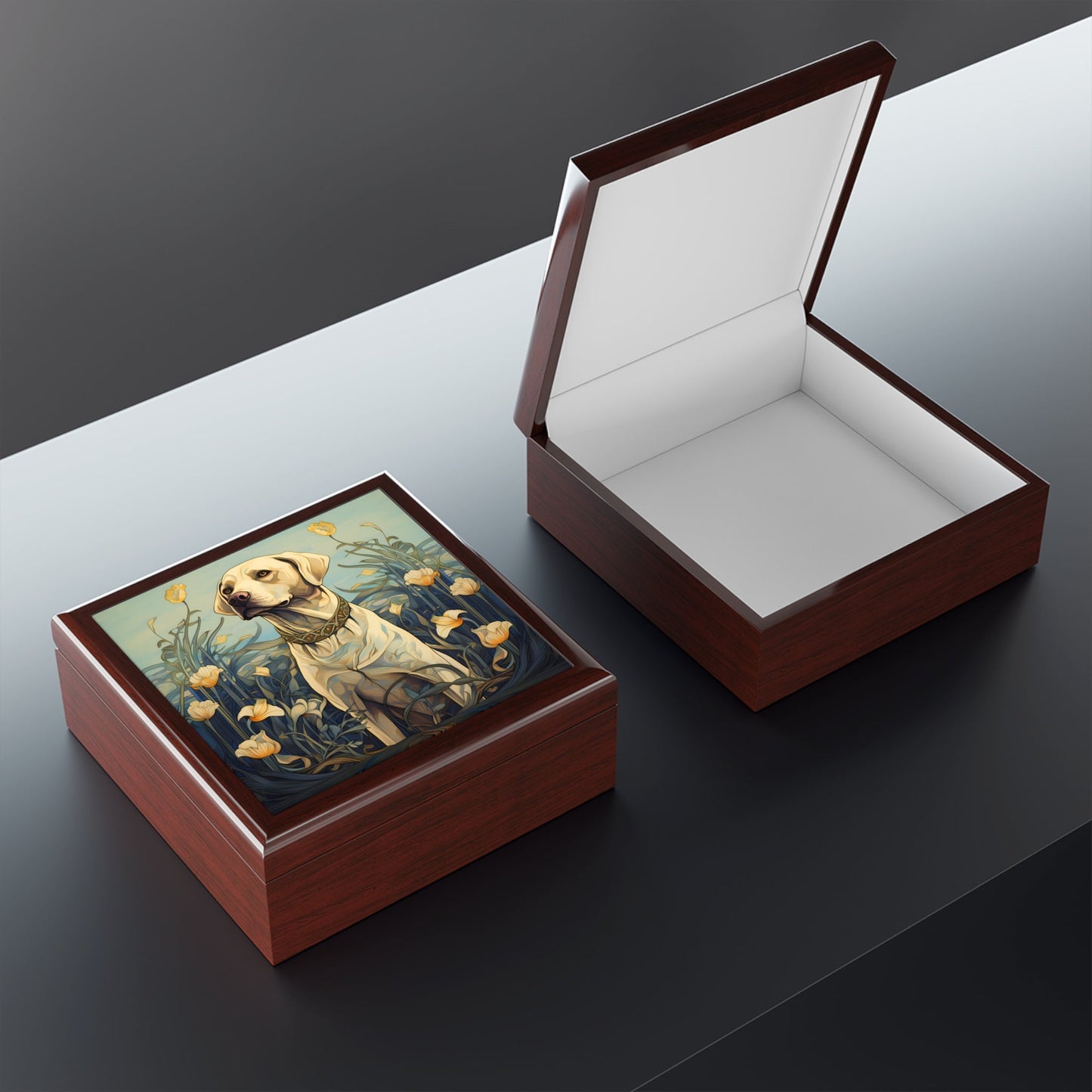 Art Nouveau Labrador Retriever Art Print Gift and Jewelry Box