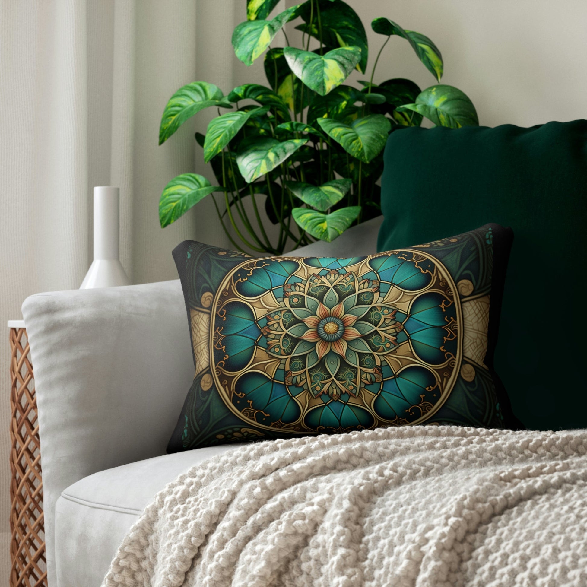 Art Nouveau Mandala Spun Polyester Lumbar Pillow