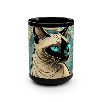 Art Nouveau Siamese Cat - 15 oz Coffee Mug