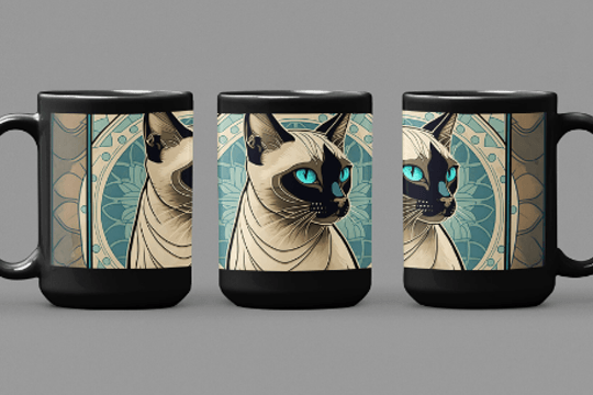 Art Nouveau Siamese Cat - 15 oz Coffee Mug