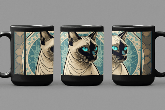 Art Nouveau Siamese Cat - 15 oz Coffee Mug