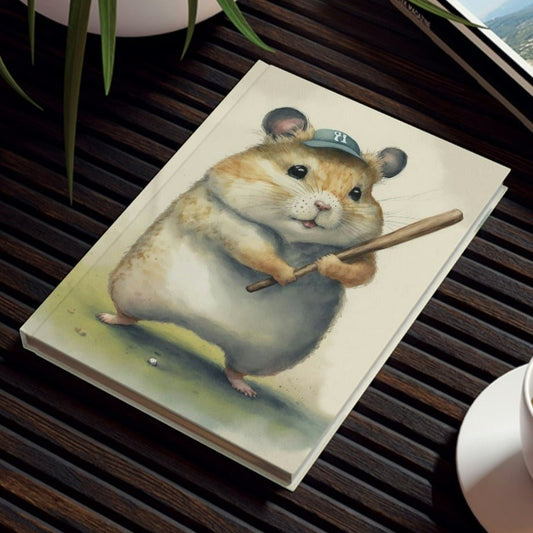 Baseball Hamster Hard Backed Journal