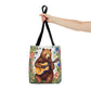 Bear Playing Guitar Rustic Folk Art Tote Bag - Cute Cottagecore Totebag Makes the Perfect Gift