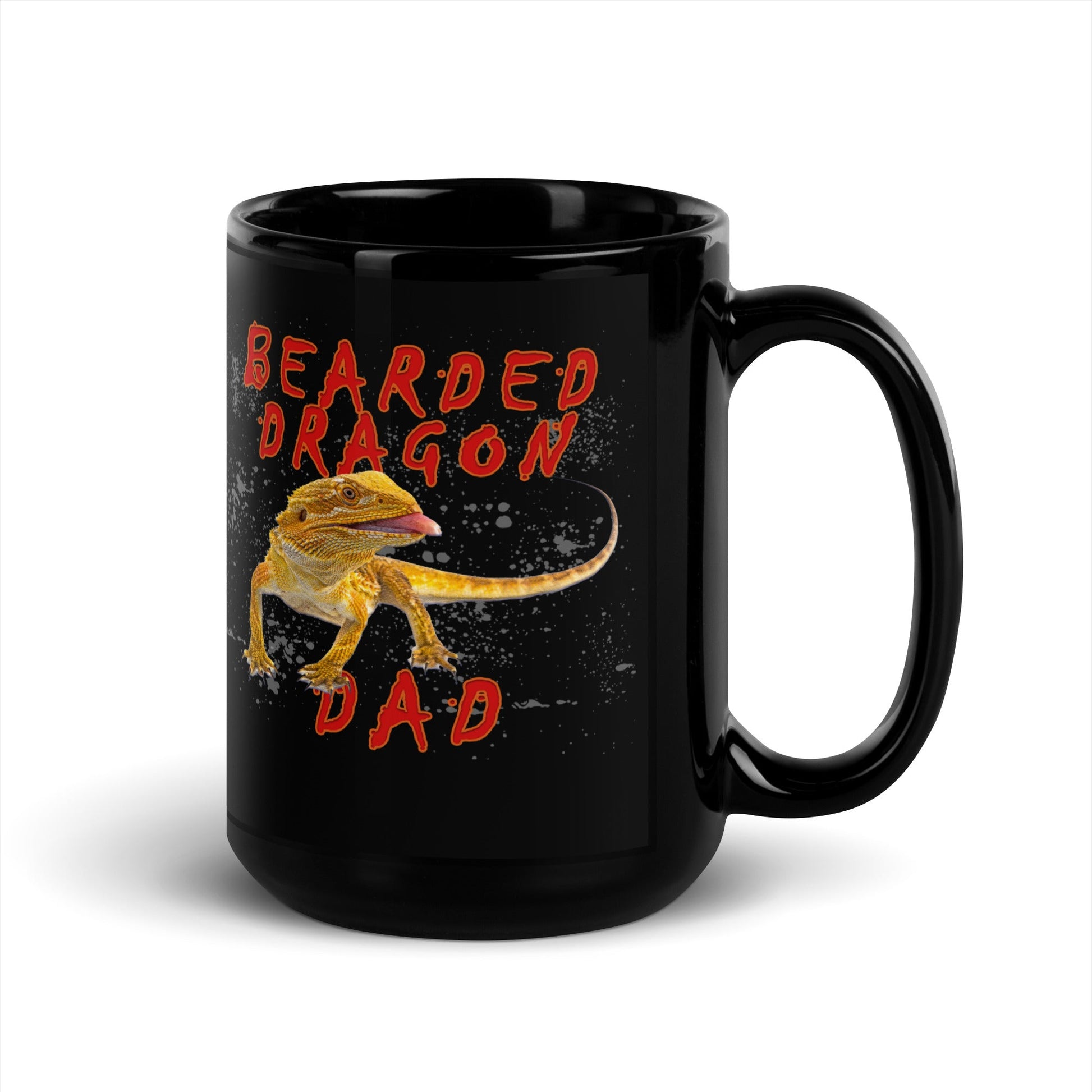 Bearded Dragon Dad Black Glossy Mug