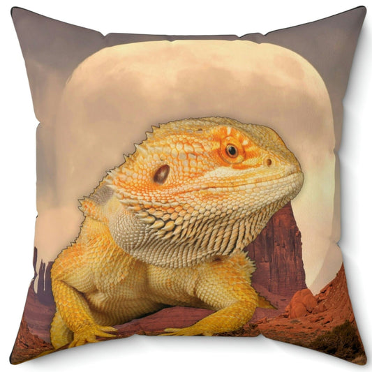 Bearded Dragon Moonrise Square Pillow