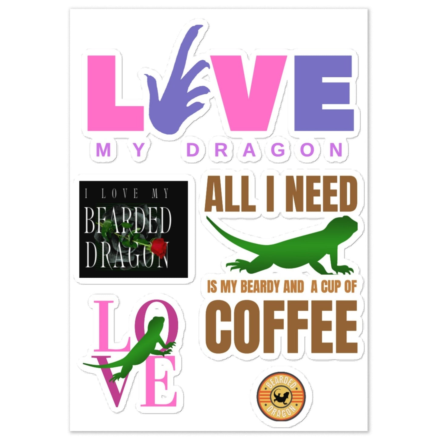 Bearded Dragon Multi-Design Sticker Sheet