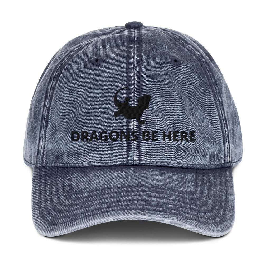 Bearded Dragon Vintage Cotton Twill Cap | Dragons Be Here | Perfect gift for the Beardie lover!