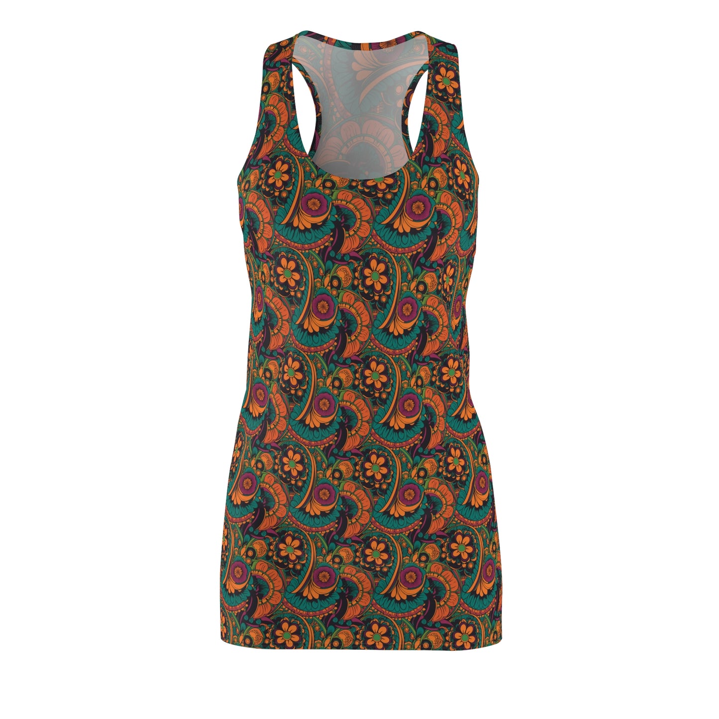 BOHO 60's Floral Women's Racerback Dress - Cottagecore Vintage Retro Print