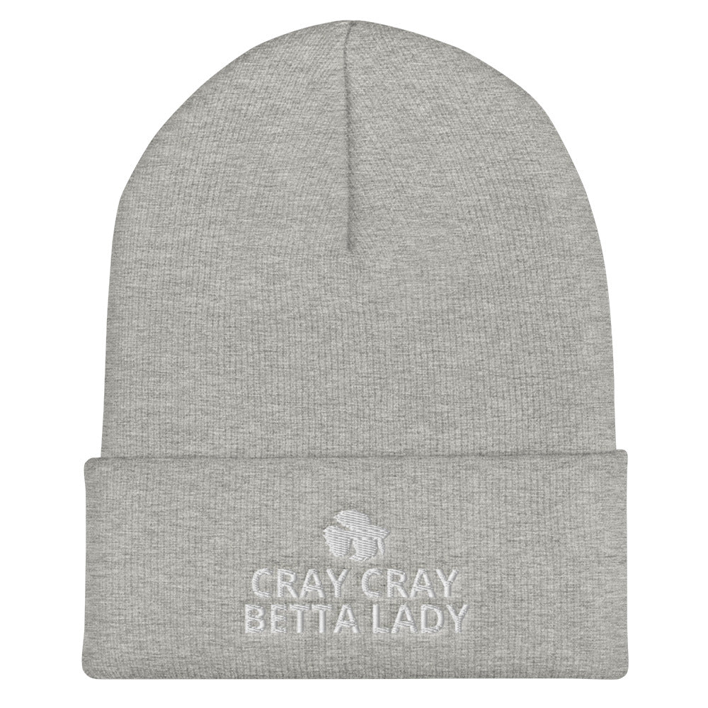 Betta Cuffed Beanie | Cray Cray Betta Lady | Perfect gift for the Betta Fish lover! | Multiple Hat Colors AvailableCuffed Beanie