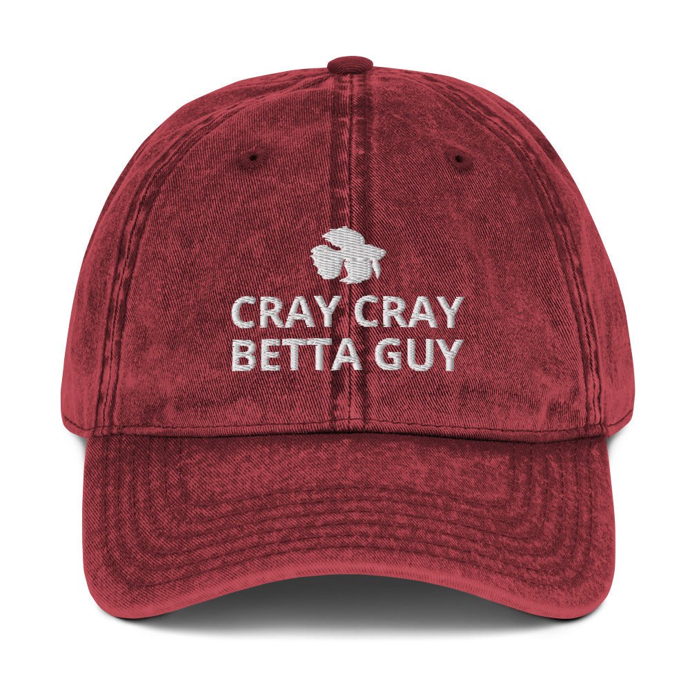 Betta Vintage Cotton Twill Cap | Cray Cray Betta Guy | Perfect gift for the Betta Fish lover! | Multiple Hat Colors Available