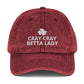 Betta Vintage Cotton Twill Cap | Cray Cray Betta Lady | Perfect gift for the Betta Fish lover! | Multiple Hat Colors Available