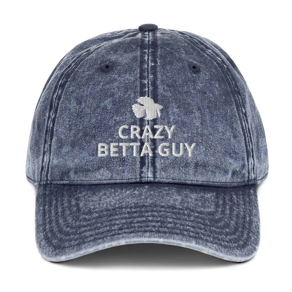 Betta Vintage Cotton Twill Cap | Crazy Betta Guy | Perfect gift for the Betta Fish lover! | Multiple Hat Colors Available