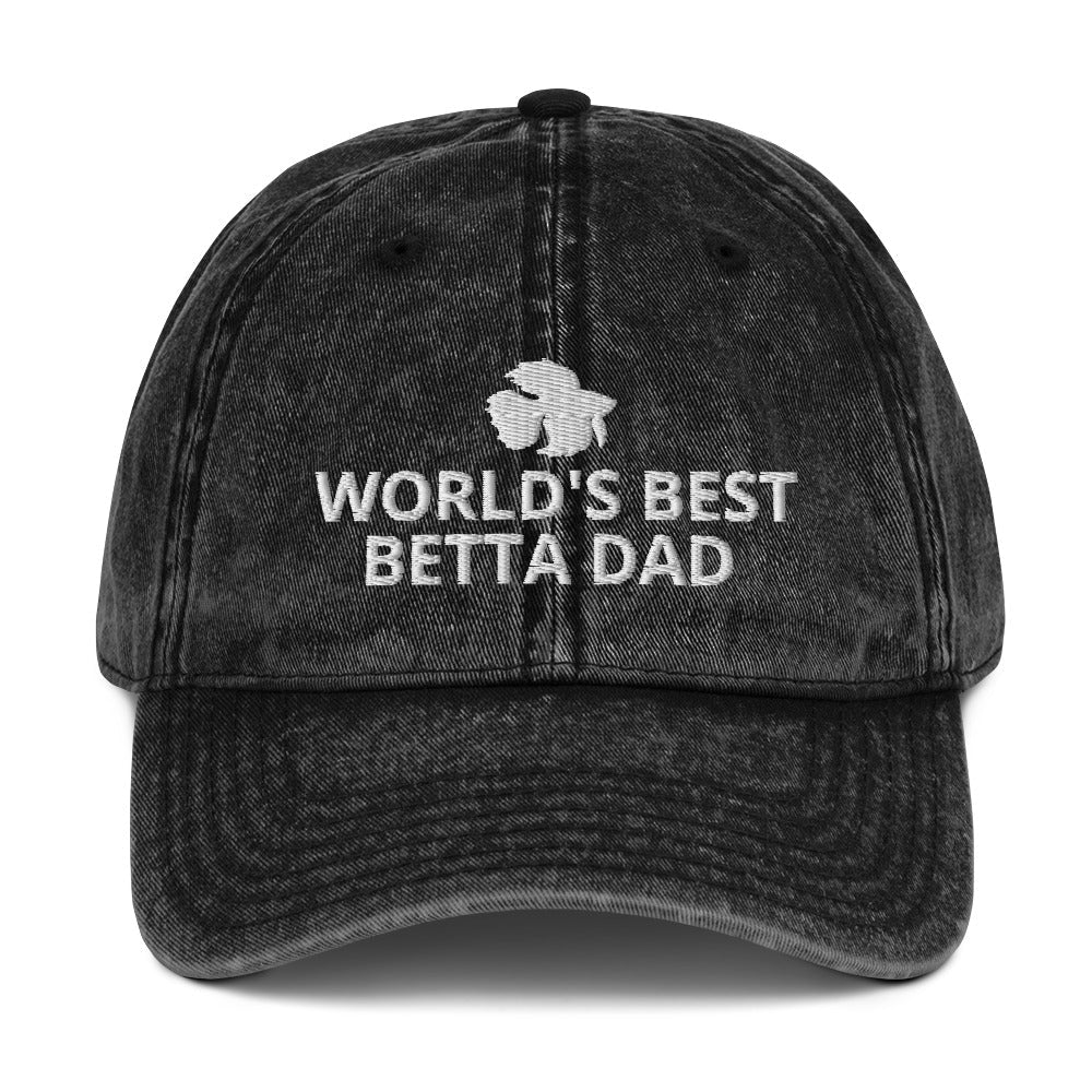 Betta Vintage Cotton Twill Cap | World's Best Betta Dad | Perfect gift for the Betta Fish lover! | Multiple Hat Colors Available