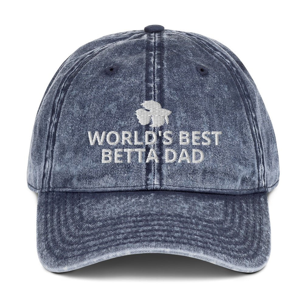 Betta Vintage Cotton Twill Cap | World's Best Betta Dad | Perfect gift for the Betta Fish lover! | Multiple Hat Colors Available