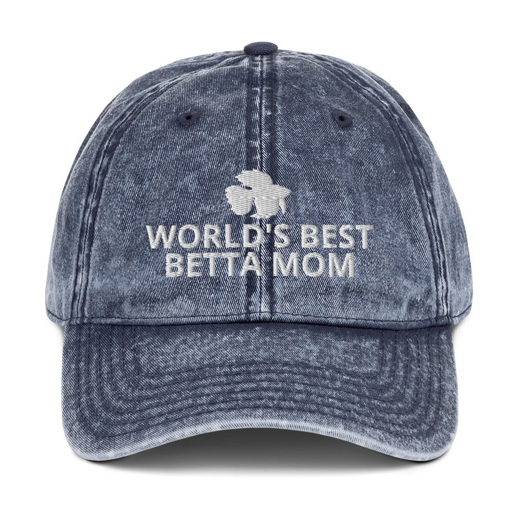 Betta Vintage Cotton Twill Cap | World's Best Betta Mom | Perfect gift for the Betta Fish lover! | Multiple Hat Colors Available
