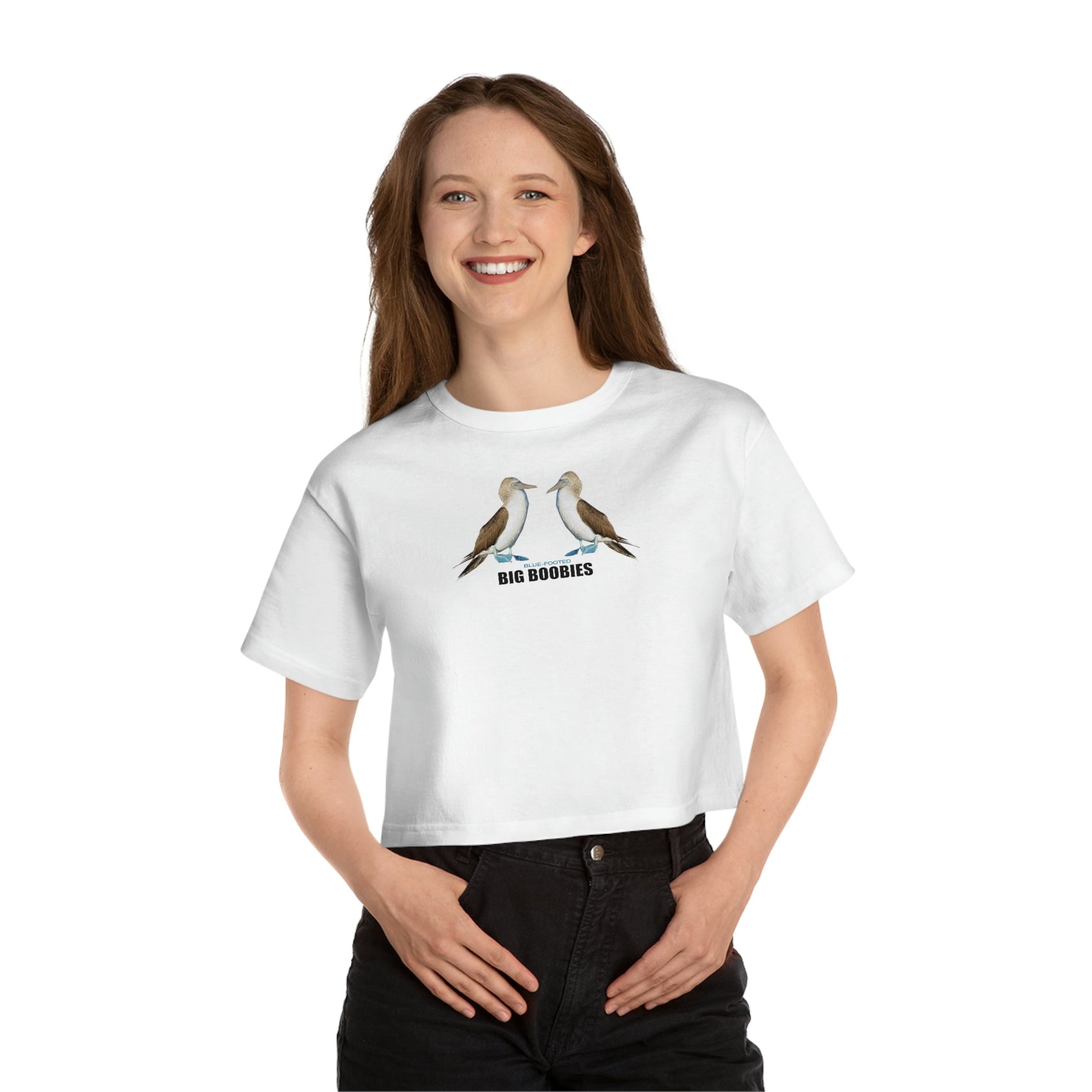 Big Blue-Footed Boobies Champion Women's Heritage Cropped T-Shirt