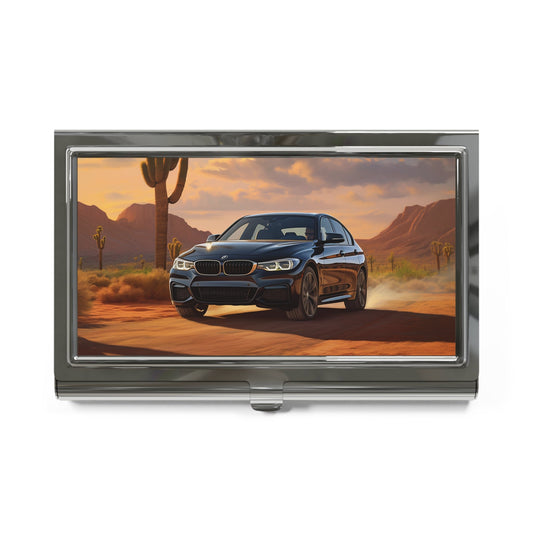 BMW on Desert Road Business Card Holder