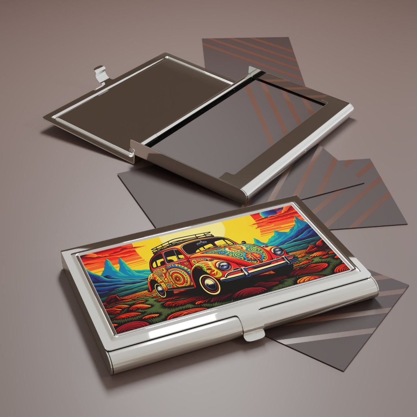 BOHO 60's 70's Psychedelic Hippy VW Bug - Volkswagen Beetle - Business Card Holder