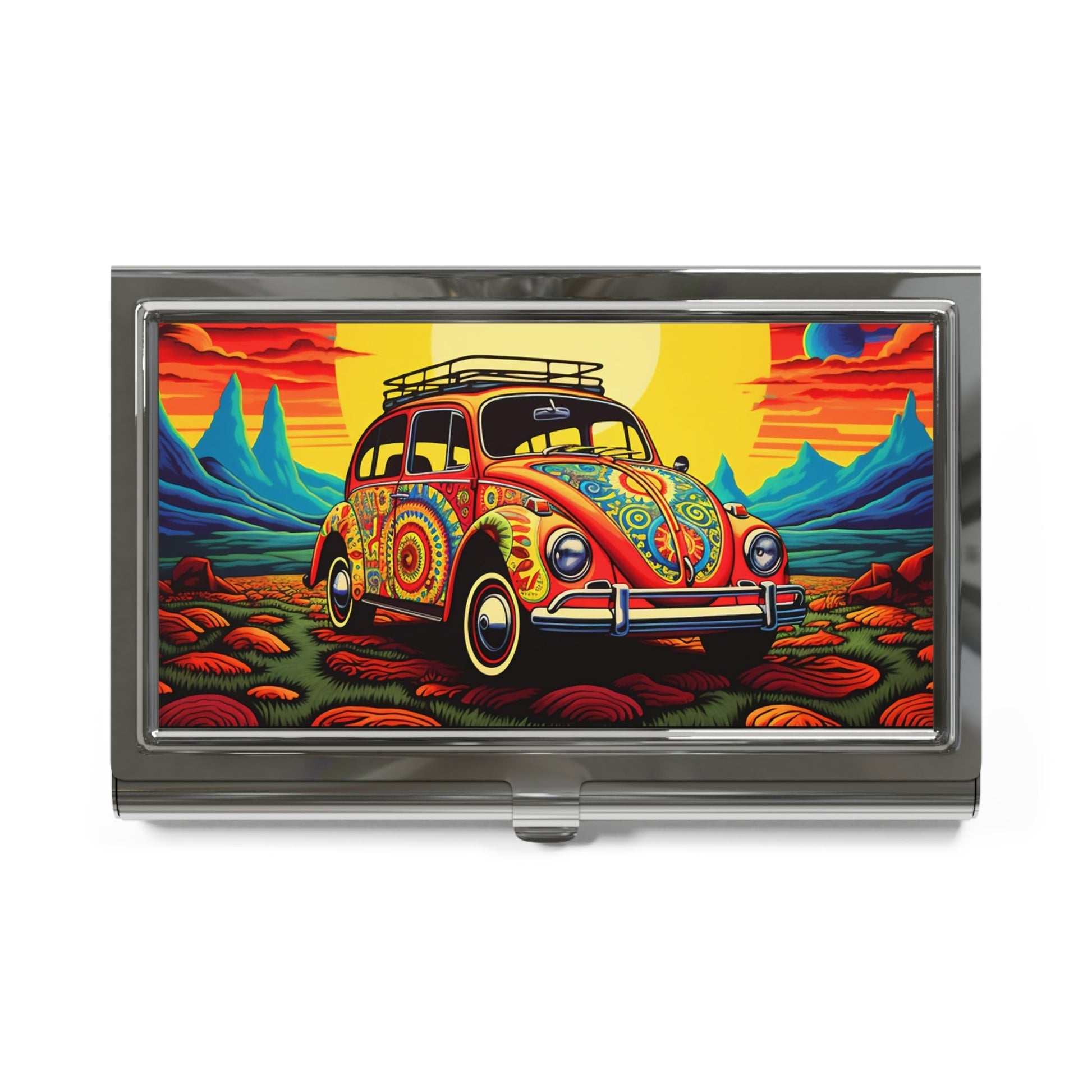 BOHO 60's 70's Psychedelic Hippy VW Bug - Volkswagen Beetle - Business Card Holder