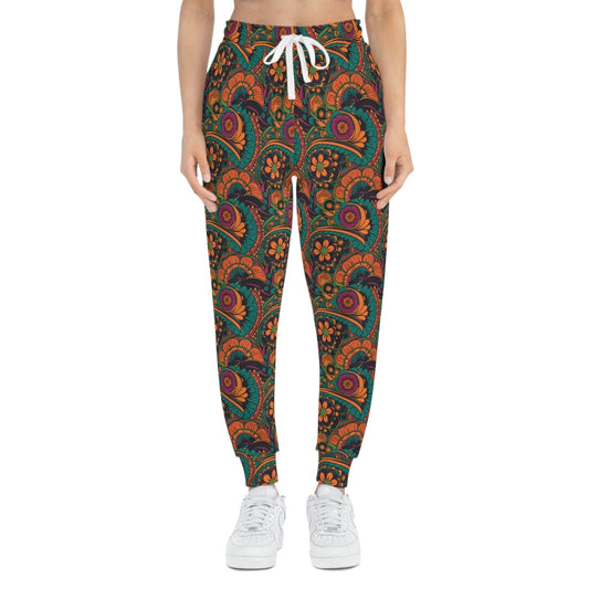 BOHO Art Nouveau Floral Pattern Athletic Joggers