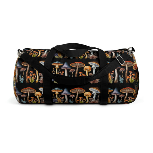BOHO Botanical Mushroom Design Duffel Bag - Take a trip back to the 60's with this hippy inspired fairycore duffle