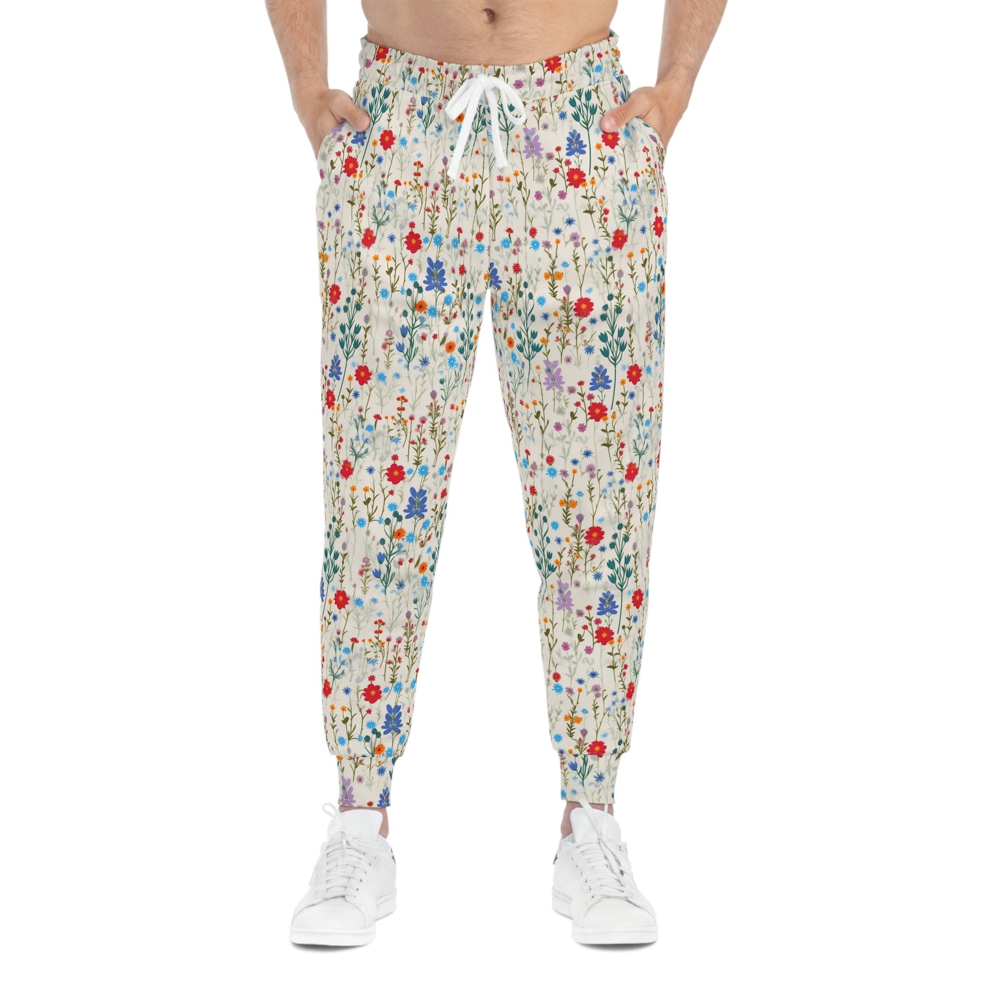 BOHO Botanical Pressed Wildflowers Pattern Athletic Joggers